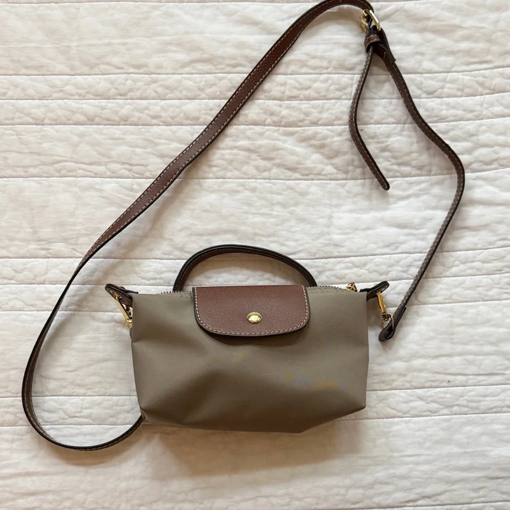 Stylish taupe tan small nylon crossbody Women's Bag